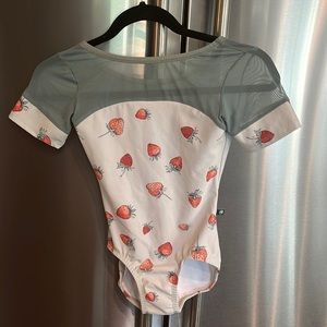 Luckyleo Dancewear with mesh top and stawberry motif.  Adorable!
